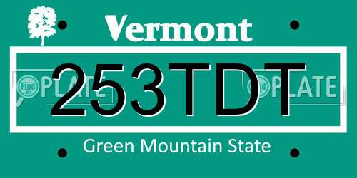 253TDT Vermont License Plate