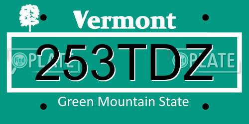 253TDZ Vermont License Plate
