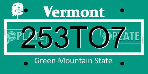 253TO7 Vermont License Plate