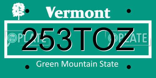 253TOZ Vermont License Plate