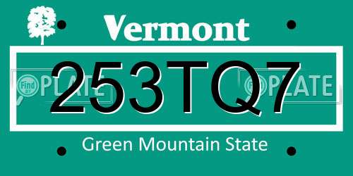 253TQ7 Vermont License Plate