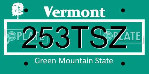 253TSZ Vermont License Plate