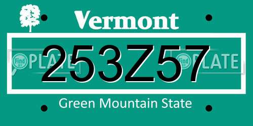 253Z57 Vermont License Plate