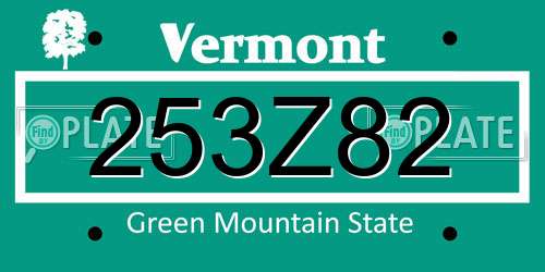 253Z82 Vermont License Plate