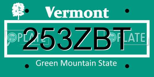 253ZBT Vermont License Plate