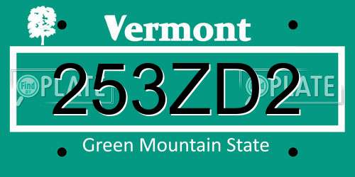 253ZD2 Vermont License Plate