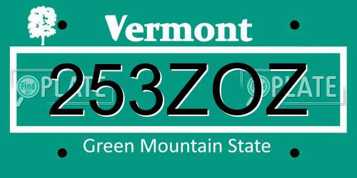253ZOZ Vermont License Plate