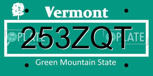 253ZQT Vermont License Plate