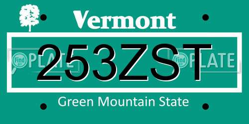 253ZST Vermont License Plate