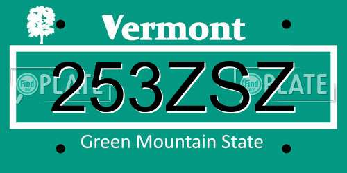 253ZSZ Vermont License Plate