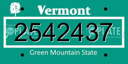2542437 Vermont License Plate