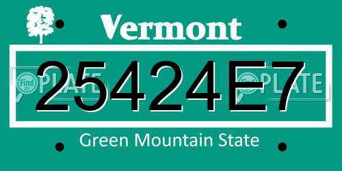 25424E7 Vermont License Plate