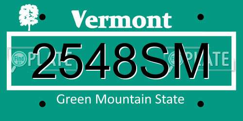 2548SM Vermont License Plate