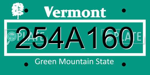 254A160 Vermont License Plate
