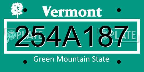 254A187 Vermont License Plate
