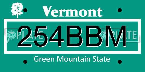 254BBM Vermont License Plate