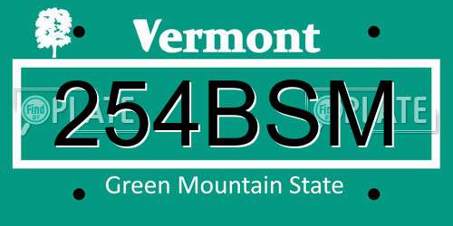 254BSM Vermont License Plate