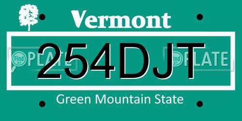 254DJT Vermont License Plate