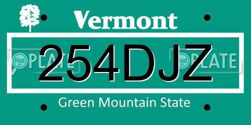 254DJZ Vermont License Plate