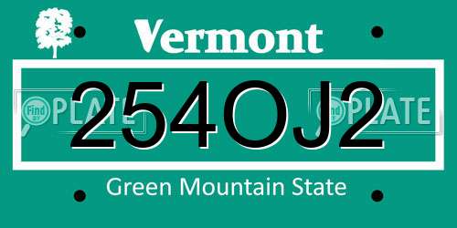 254OJ2 Vermont License Plate