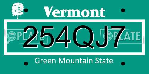 254QJ7 Vermont License Plate