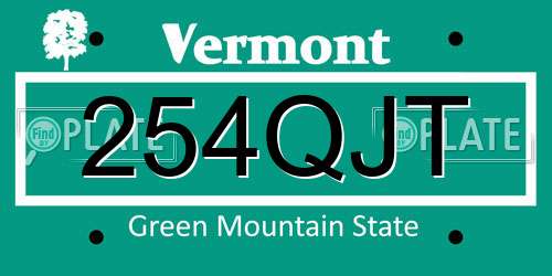 254QJT Vermont License Plate
