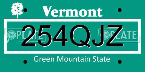 254QJZ Vermont License Plate