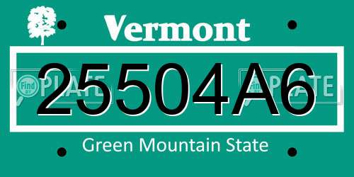 25504A6 Vermont License Plate