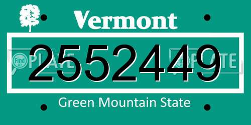 2552449 Vermont License Plate