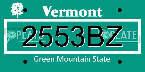 2553BZ Vermont License Plate