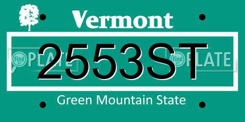2553ST Vermont License Plate
