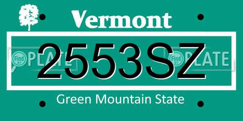 2553SZ Vermont License Plate