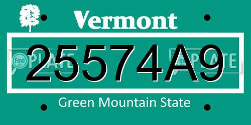 25574A9 Vermont License Plate