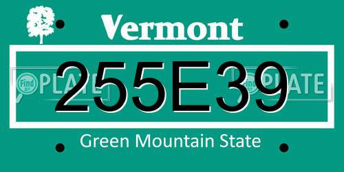 255E39 Vermont License Plate