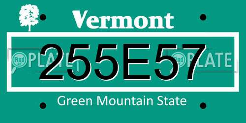 255E57 Vermont License Plate