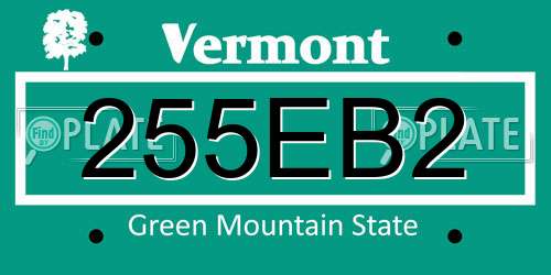 255EB2 Vermont License Plate