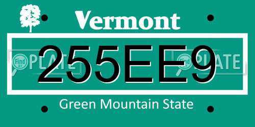 255EE9 Vermont License Plate