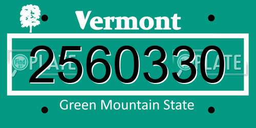 2560330 Vermont License Plate