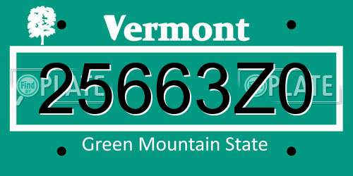 25663Z0 Vermont License Plate