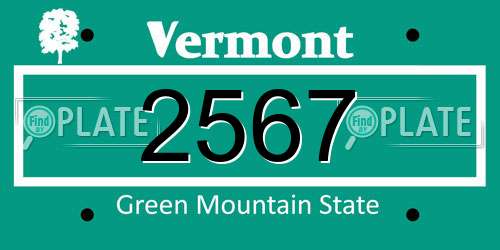2567 Vermont License Plate