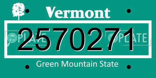2570271 Vermont License Plate