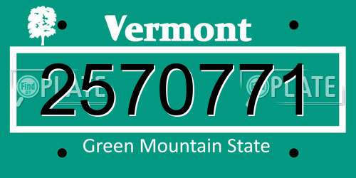 2570771 Vermont License Plate