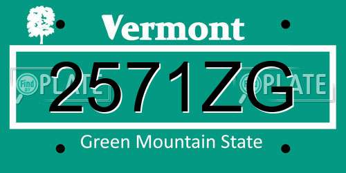 2571ZG Vermont License Plate
