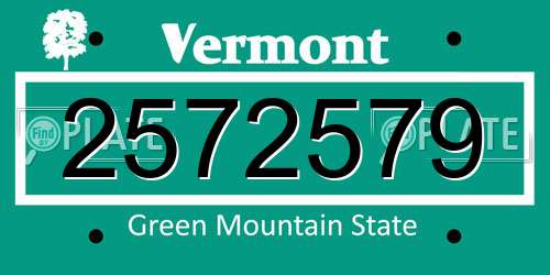 2572579 Vermont License Plate