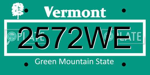 2572WE Vermont License Plate