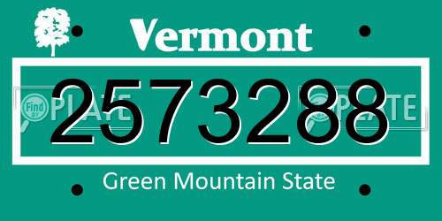 2573288 Vermont License Plate