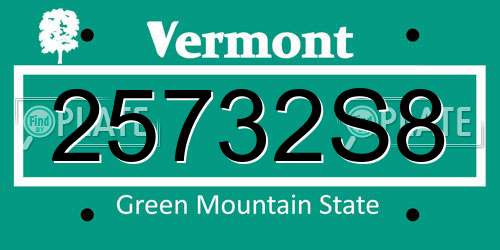 25732S8 Vermont License Plate