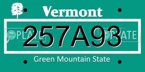 257A93 Vermont License Plate