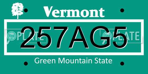 257AG5 Vermont License Plate