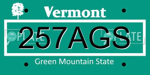 257AGS Vermont License Plate